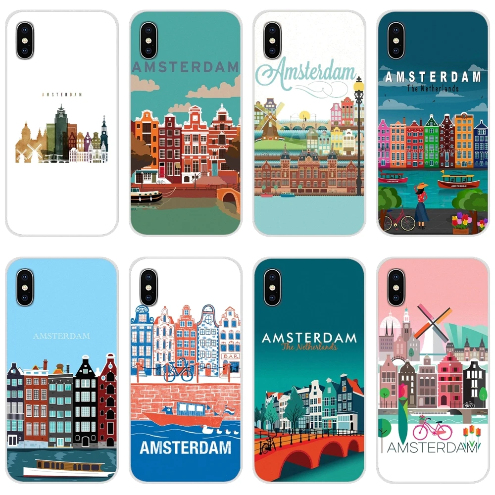 Постер для Xiaomi Mi4 Mi5 Mi5S Mi6 Mi A1 A2 A3 5X 6X 8 CC 9 T Lite SE Pro amsterdam City аксессуары чехлы телефонов