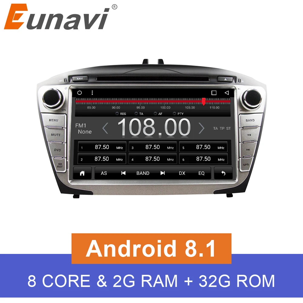 Eunavi 8 ''четырехъядерный 1024*600 2 Din Android 1 автомобильный DVD плеер для Hyunda Ix35 Tucson 2011