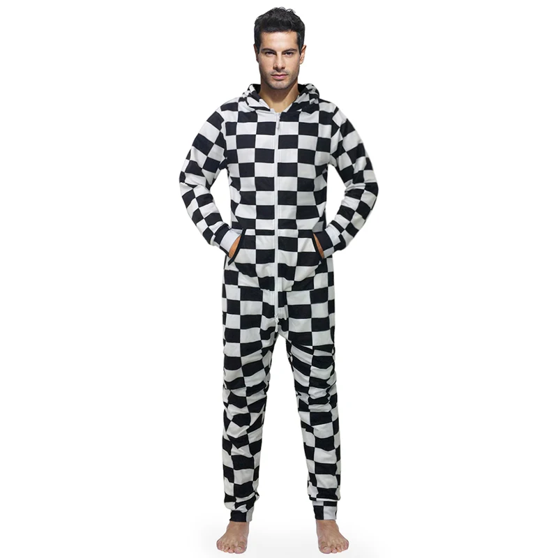 Party Overalls Mens Autumn News Fashion Geometric Print Long Sleeve Mens Rompers Male Jumpsuit Cargo Long Pants Outfits Jumpsuit - Цвет: 07 Checkerboard