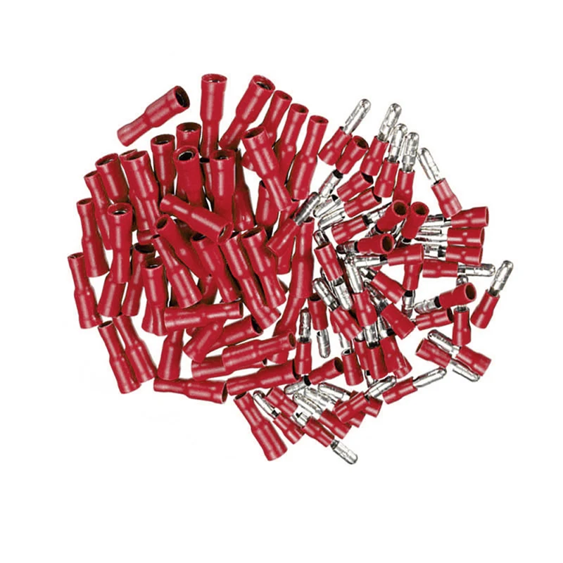 

100pcs Red Male & Female Insulated Bullet Connector Terminals 22-16AWG Wire Set