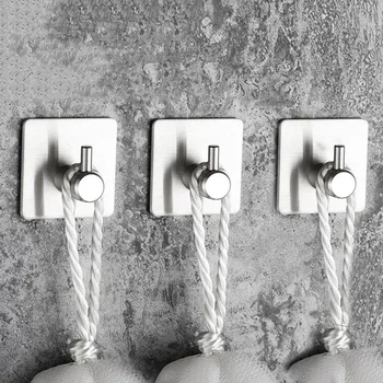 

Self Adhesive Wall Door Back Hooks Heavy Duty Stainless Steel Clothes Hanger Bathroom Kitchen Towel Rustproof Hook Coat Hanger