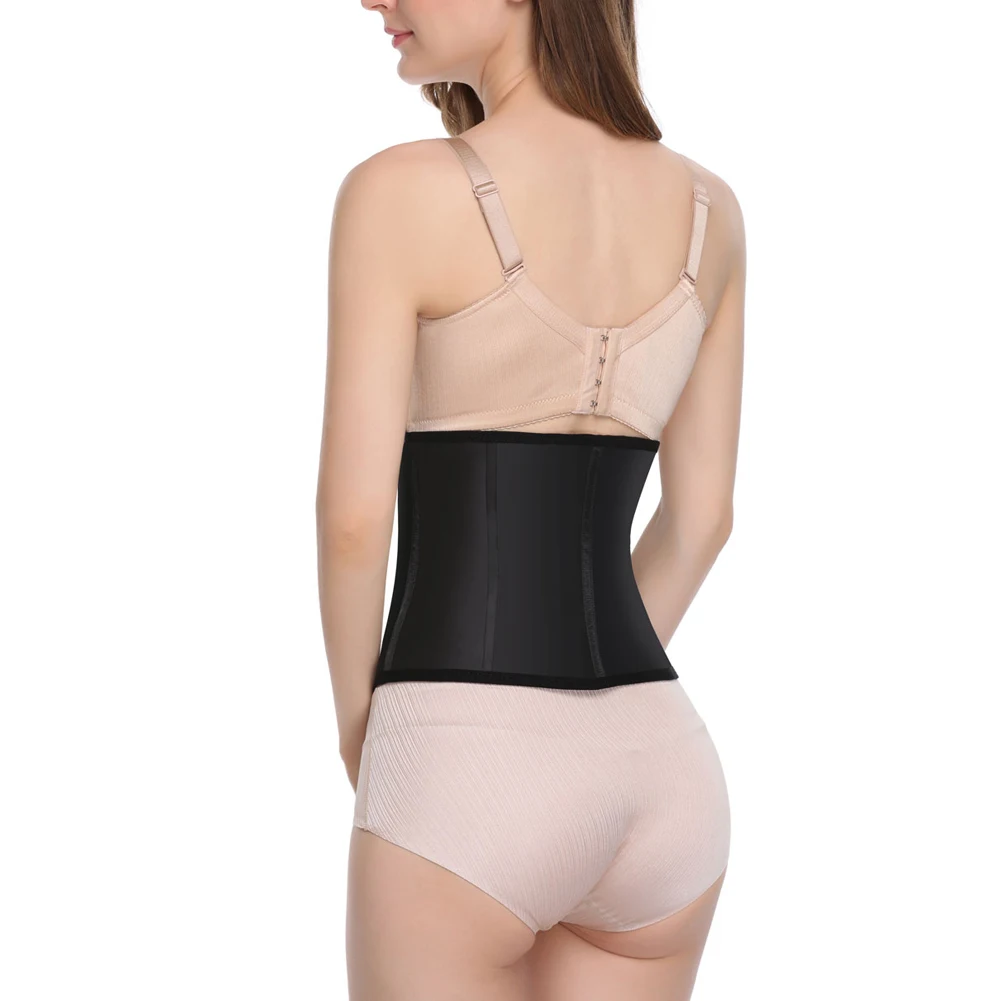 Women Rubber Latex Waist Trainer Corset Body Shaper Slimming Belt Waist Cincher2 layer 9 Steel Bones Shapewear
