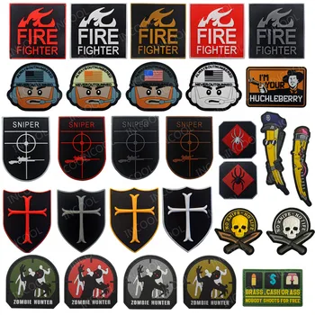 

3D PVC Tactical Military Decorative Patches US America Flag Fire Fighter Emblems Sniper Rubber Badges for Jackets Clothes