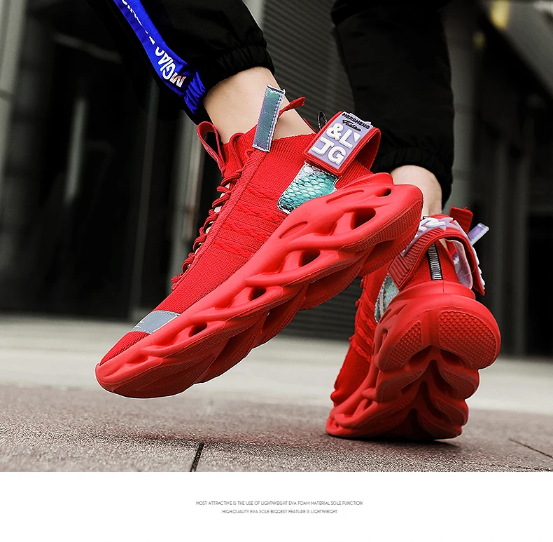 New Men Running Shoes Trend Couple Sneakers Lightweight Comfortable Cushioning Sport Shoes High Elastic Non-slip Wear Shoes35-46