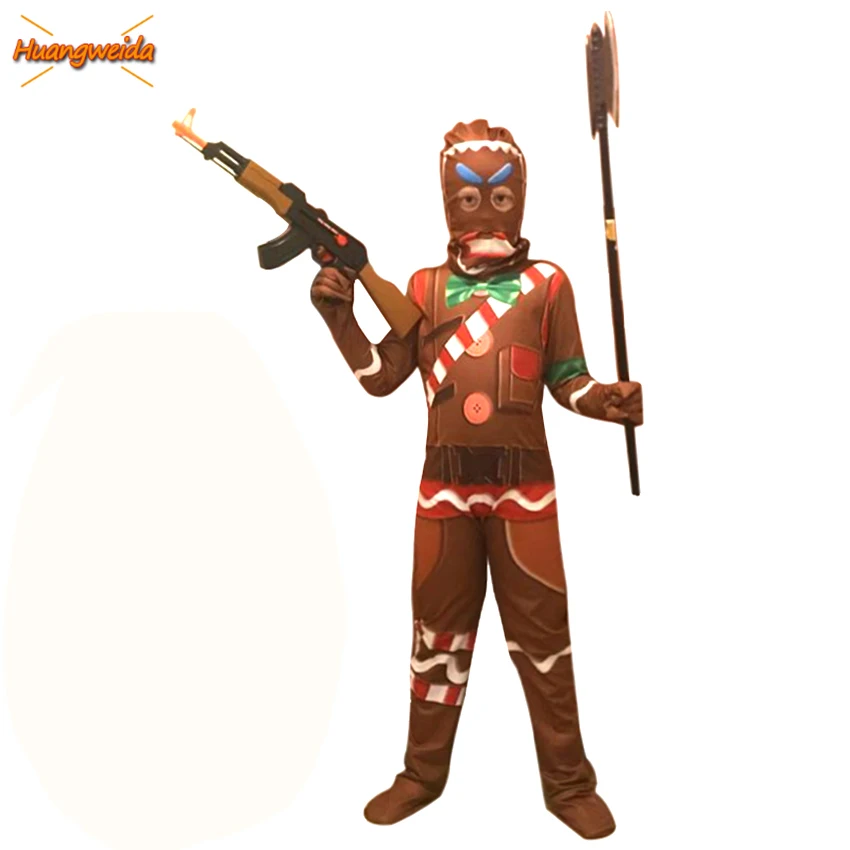 Ceny Gra skóra Gingerbread Cosplay chłopcy kostium Kids Party kostium na halloween dla dzieci kostiumy chłopcy przebranie kombinezony maska