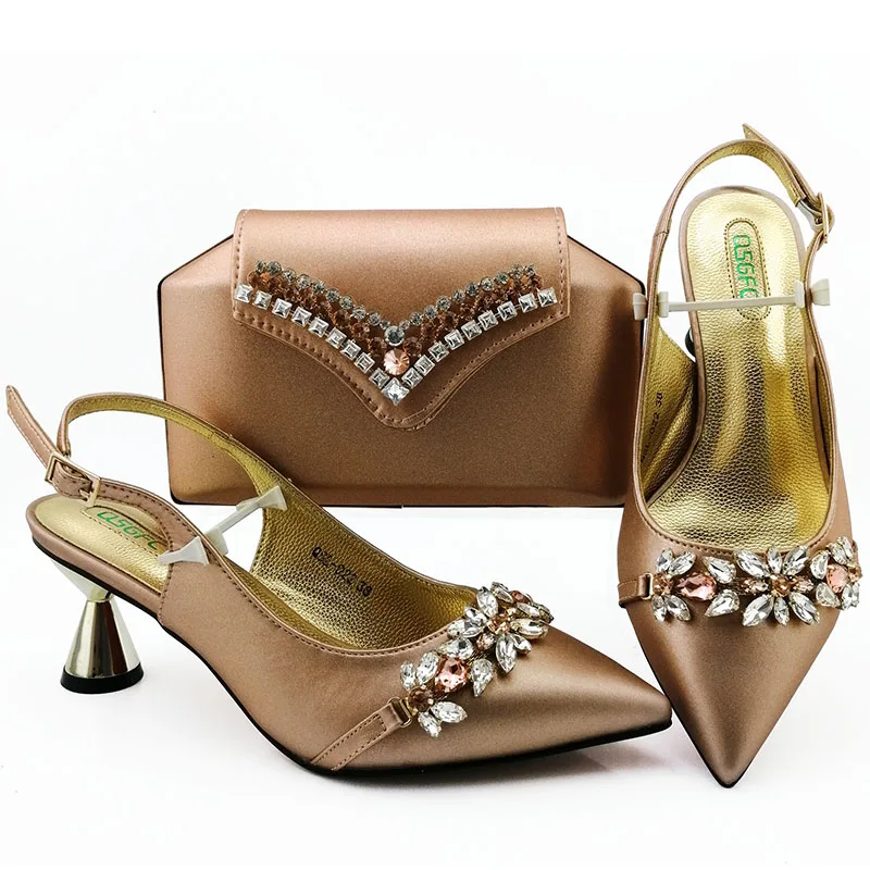 

African aso ebi peach italian shoes matching bag set with size 38-43 newest fashion peach shoes and bag matching SB8471-6