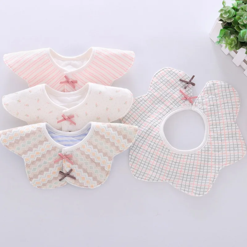 

Cotton Waterproof Baby Bibs Fashion Round Neck Baby Burp Cloth Bibs 360 Degree 3 Layer Bib for Girls Baby Clothing Bibs