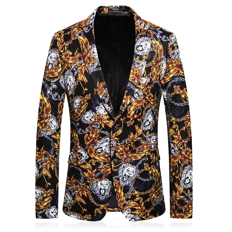 

Erkek Ropa Para Hombre Moda Mens Flower Printed Suits Mens Party Dress Tuxedo Slim Fit Men Designer Stage Costume Club Outfits