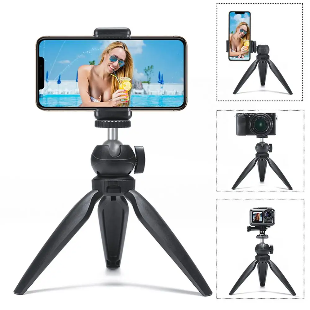  Portable Mini Tripod Stand with 360 Rotation BallHead Vlog Phone Tripod Selfie Stick for iPhone Hua