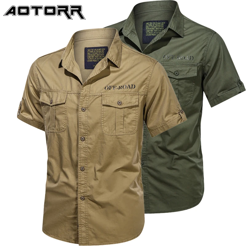 Camisa Retro de algodón puro para hombre, camisa de manga corta de Color sólido a la moda, ropa informal para motocicleta, novedad de verano 2021