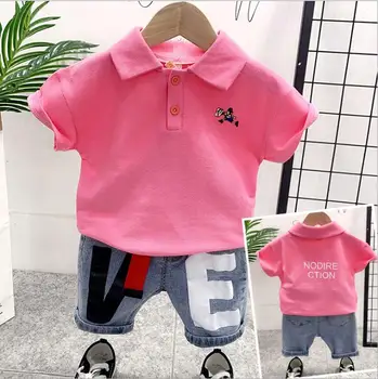 

2020 New Kids Boys Summer Clothes Toddler Lapel T-shirt Tops Shorts Outfits 2Pcs Kids Baby Boys Casual Clothes Sets 2-7years
