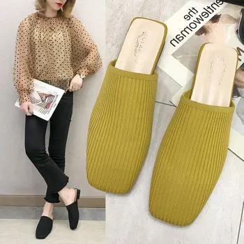 

Women Mules Slippers Women Summer Autumn Fashion Flats Sandals Jelly Slides Holiday Beach Shoes Square Heel Square Toe Flats