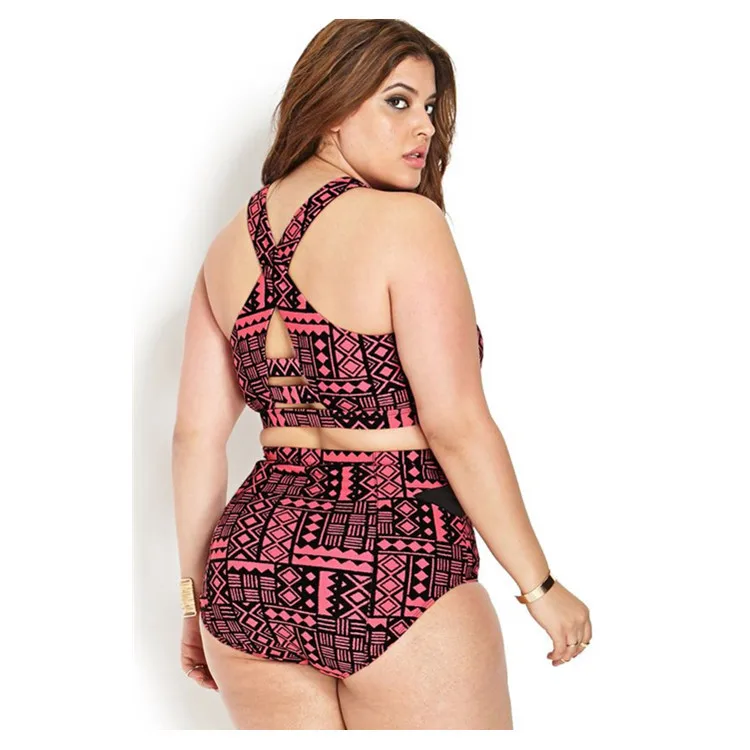 

2018x New Style Large Size Fat Bathing Suit Europe And America-Digital Printing Split Type Bikini High-waisted Xl-4xl