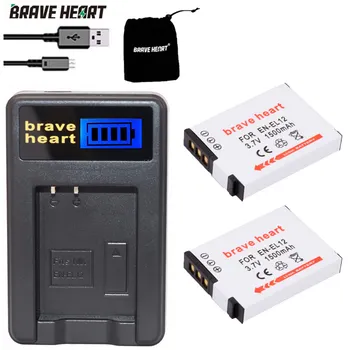 

2Pcs EN-EL12 ENEL12 EN EL12 Camera Battery + LCD USB Charger for Nikon Camera Coolpix S9900 S9700 AW120 S9500 AW110 S70