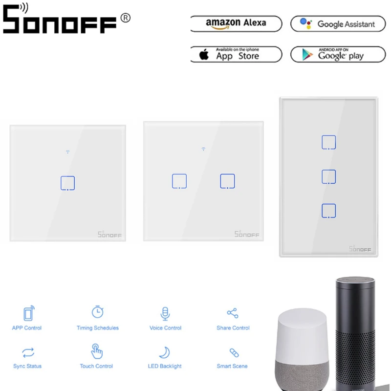 Интеллектуальный выключатель света SONOFF WiFi умный светильник настенный