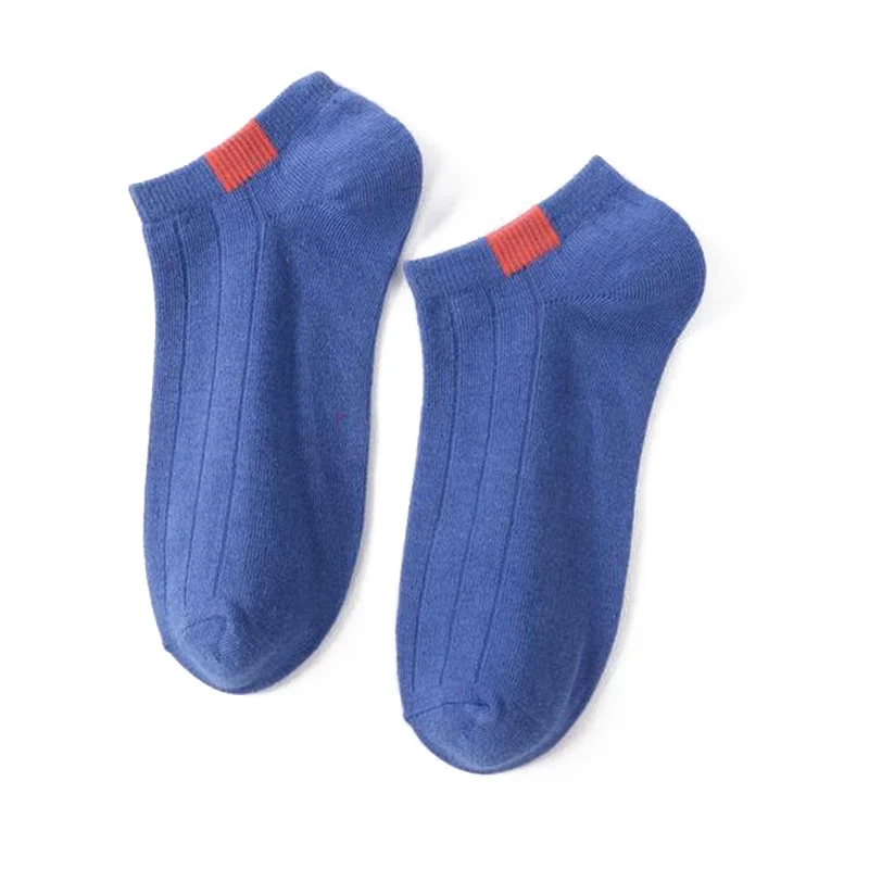1 пара Хлопковых Носков унисекс удобные короткие носки в полоску женские тапочки короткие носки до лодыжки белые, черные, красные, синие спортивные носки - Цвет: Синий