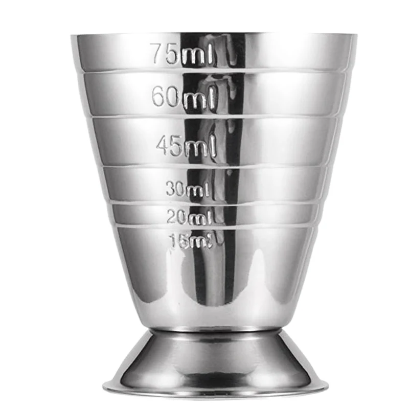 Мерный стаканчик шейкер для коктейля из нержавеющей стали Liquid Mini до 2,5 унций, 5 ст. Л., 75 мл, серебристый