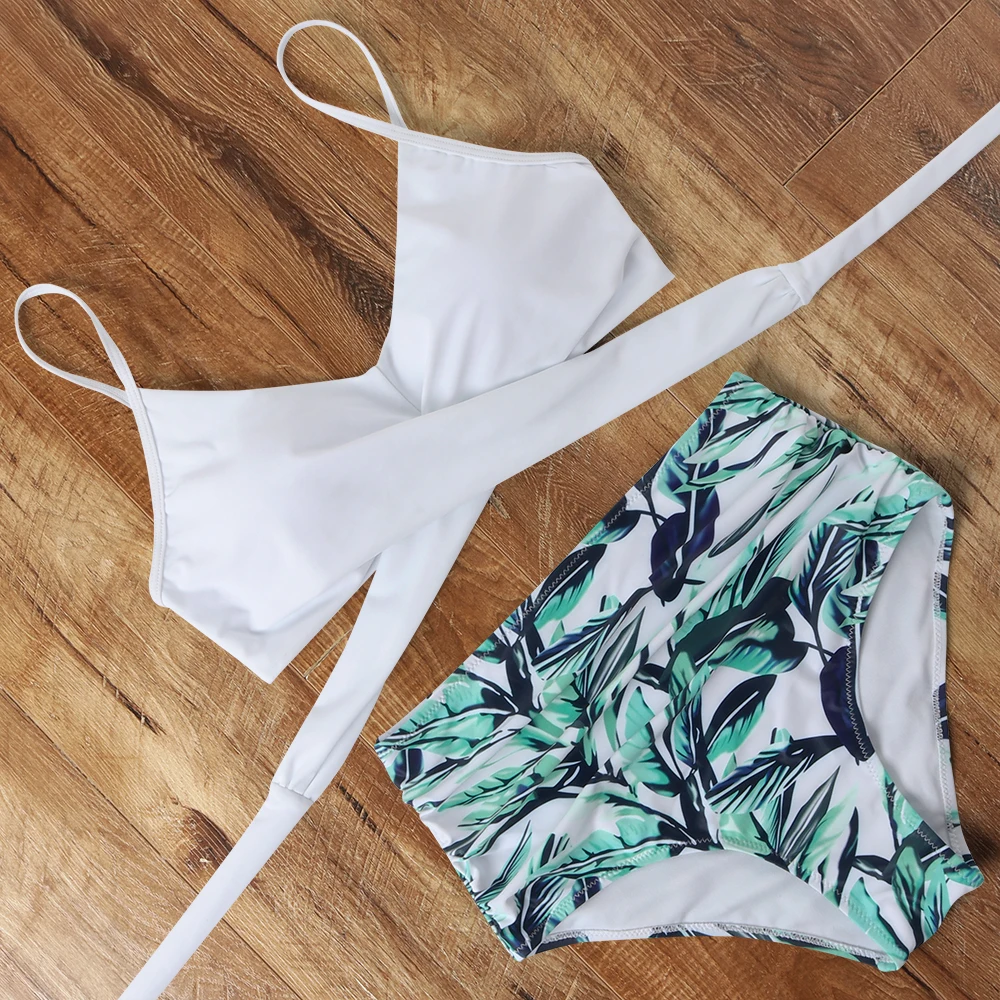 Leopard Women Bikini 2020 Floral Printed High Waist Push Up Biquini Swimming Suit Brazilian Sexy Swimwear 9 Colors | Женская одежда