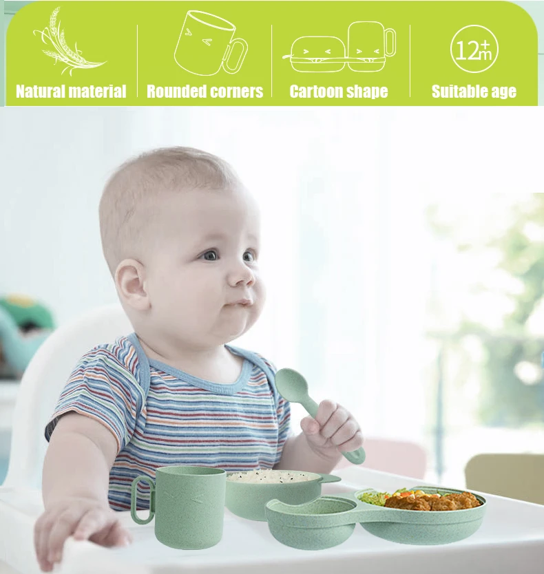 Hogokids, детская посуда, набор из 4 предметов, Детская обеденная тарелка, столовая утварь для кормления, набор для детей, детская миска, подарочная коробка