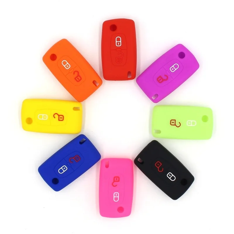 

2 Buttons Soft Silicone Remote Smart Key Shell Case Fob fit for Citroen C-Crosser C4 Peugeot 207 301 307 308 408 4007 5008