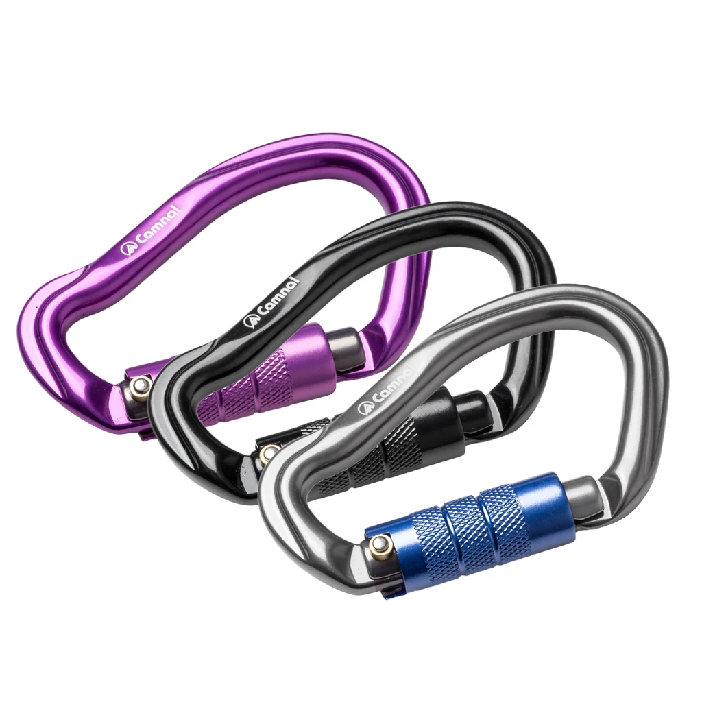 23KN Rock Climbing Carabiner D-Shaped Auto Locking Climbing Hook Screwgate Metal Clip for Climber Hiking Outdoor Sport Tools