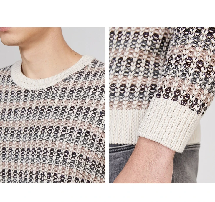 Выбранный мужской цветной узор свитер круглый вырез пуловер хлопок трикотажная одежда S | 419425529