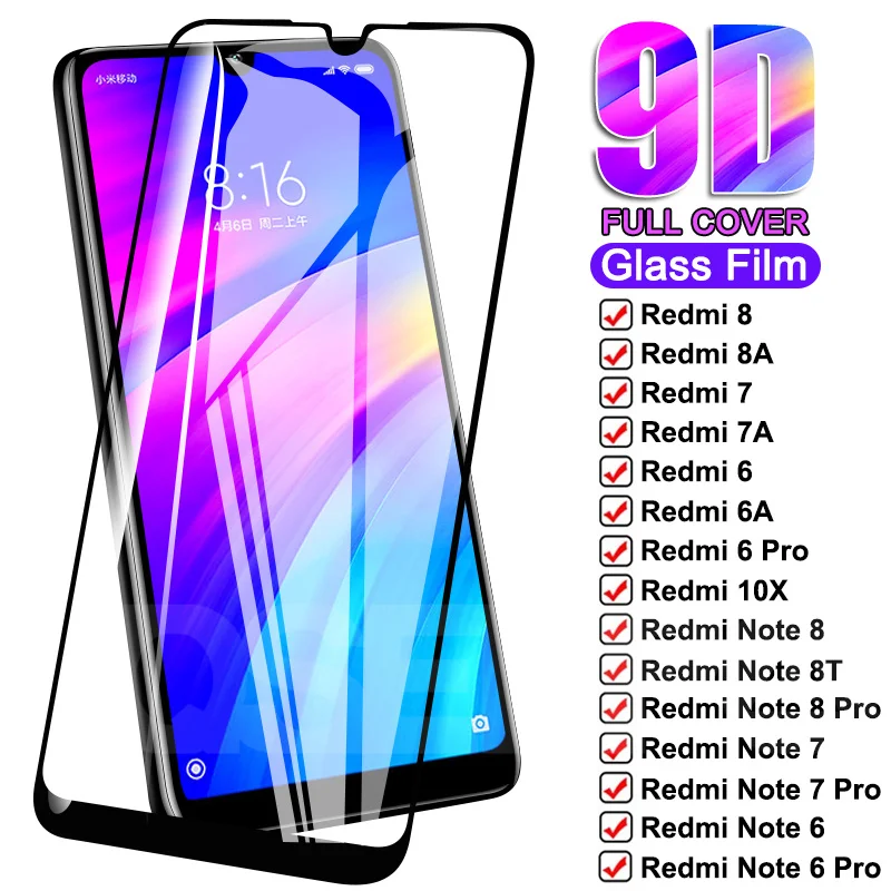 9D Защитное стекло для экрана Redmi 8 8A 7 7A 6 6A K20 K30 10X Pro Xiaomi Note 8T пленка из закаленного