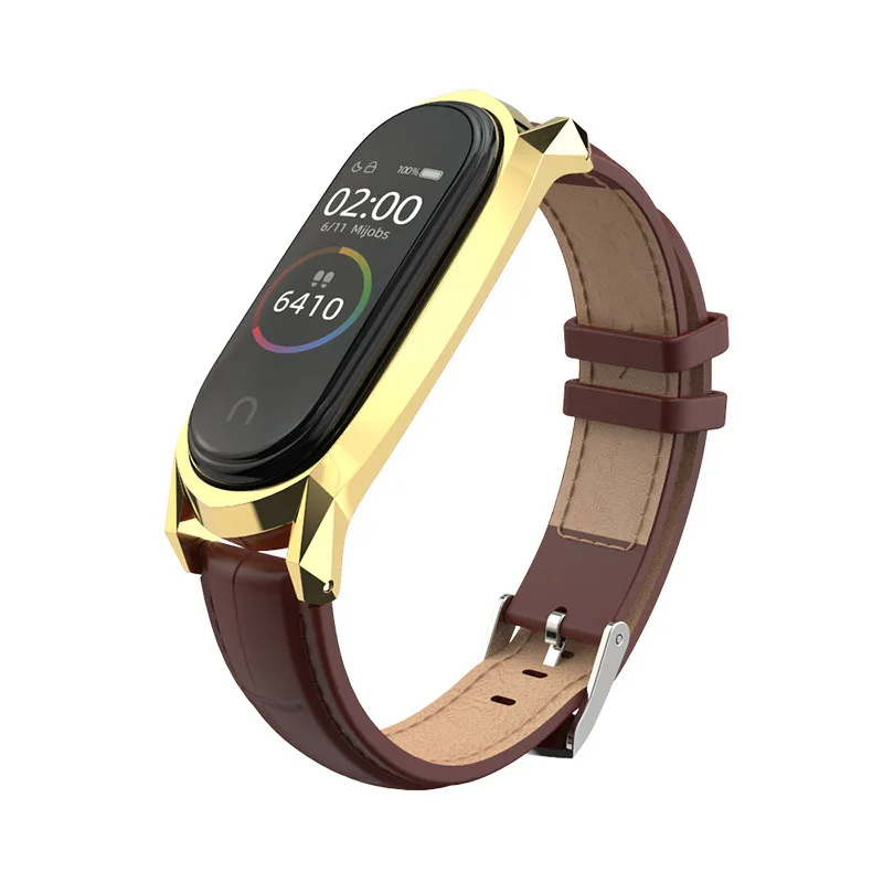 Кожаный ремешок для часов M3 M4 Smarch смарт браслет Xiaomi Mi Band 3 4 спортивный