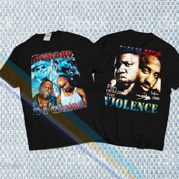 Вдохновленная 2pac и Biggie Stop The Violence Rap футболка ограниченная Новая Винтажная 9 |