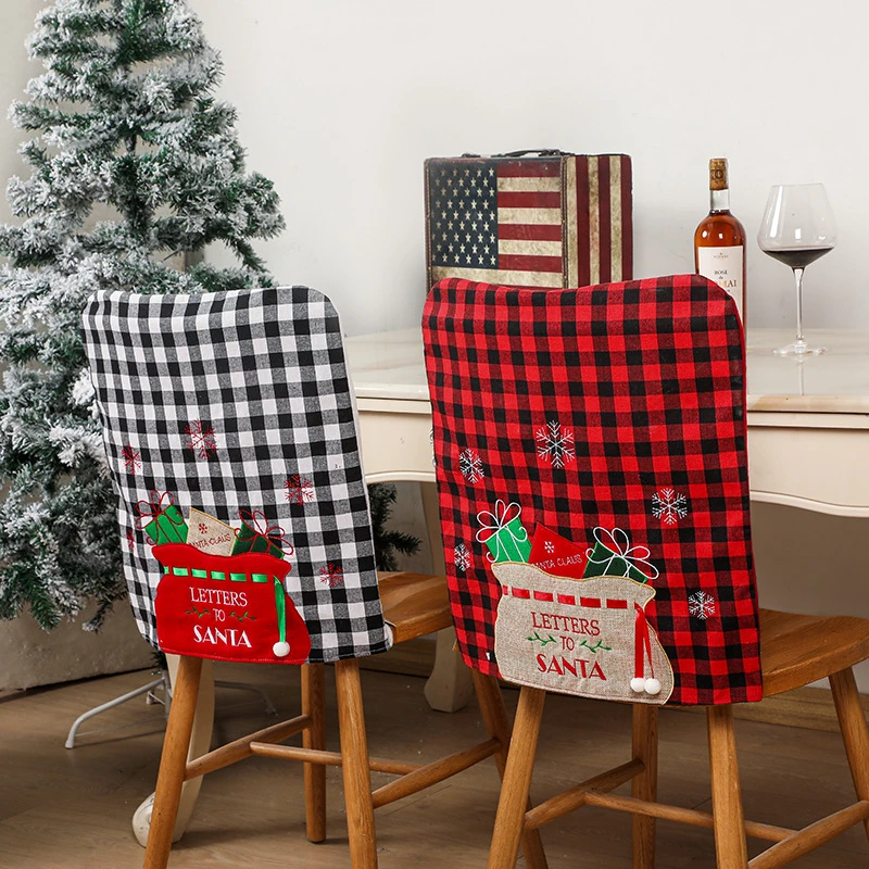 Capa de cadeira de natal vermelho preto xadrez festival festa decoração  para casa jantar cadeira encosto capas para festival casa têxtil|Capa p/  cadeira| - AliExpress