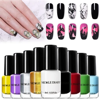 

NICOLE DIARY Nail Stamping Polish Set Black White Gold Nail Art Printing Varnish varnish DIY Design for Stamping Plate
