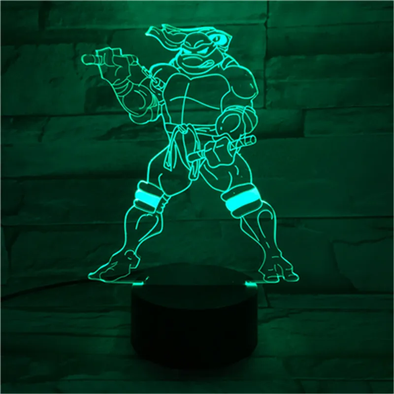 Мультфильм 3D ночник Черепашки-ниндзя лампа 7 цветов акрил USB Touch lamparas освещение детские рождественские игрушки 420