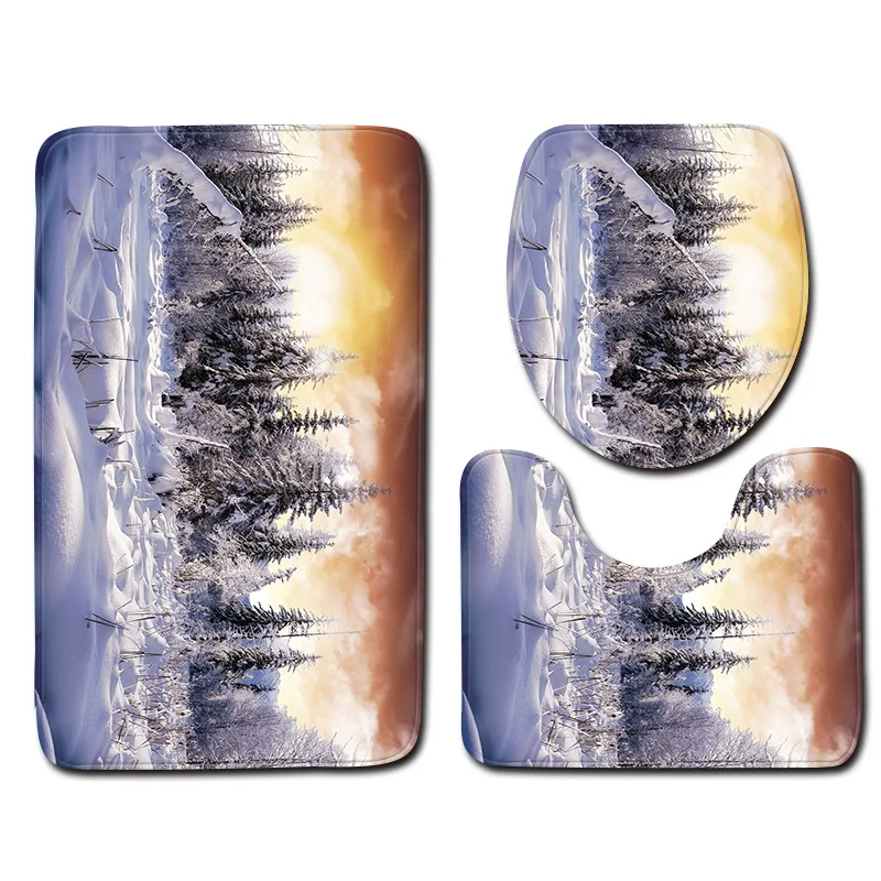 Zeegle 3D натуральный коврик для ванной комплект фланелевый коврик с крышкой для туалета коврик для ванной комнаты украшение для туалета коврик для ног