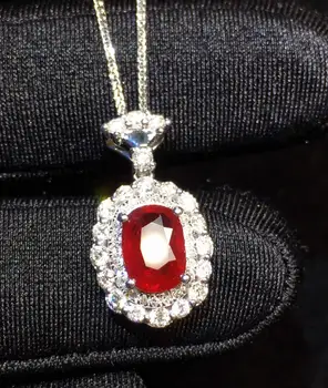 

Ruby Pendants Fine Jewelry Real 18K White Gold 100% Natural Ruby Gemstones 1.02ct Diamonds Fine Chic Pendant Necklace