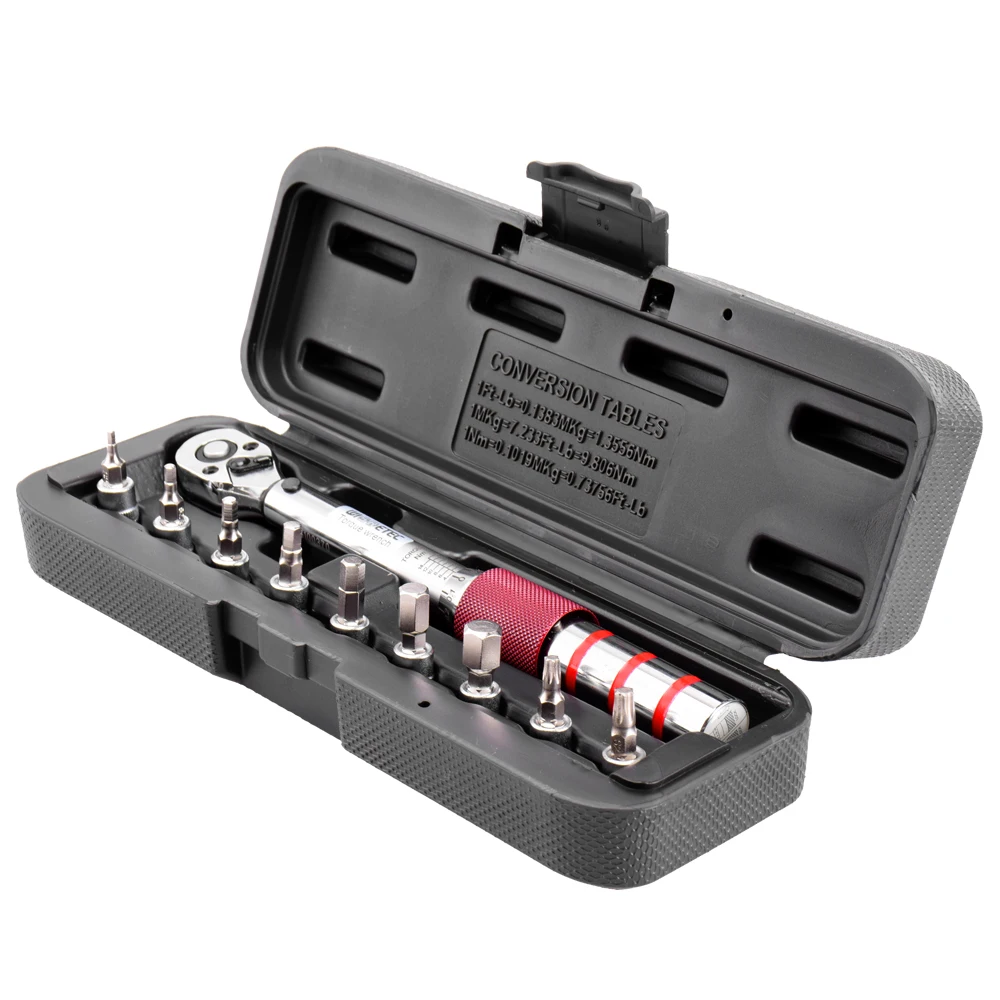 

1/4" DR 2-15Nm Mini Adjustable Bike Torque Wrench Set Bicycle Repair Tools Kit Ratchet Mechanical Torque Spanner Manual Wrenches