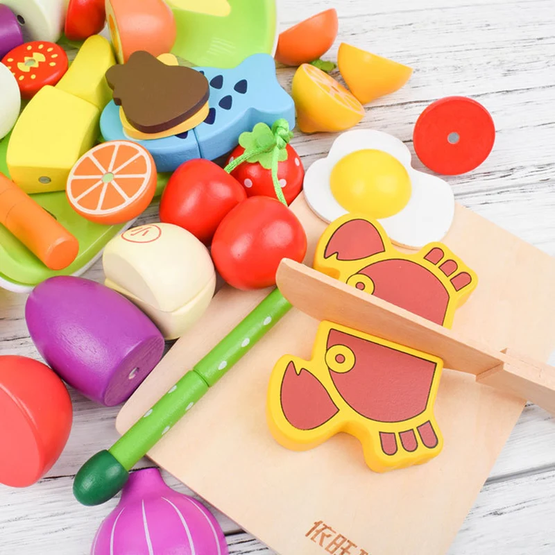 1PCS Wooden Toy Magnetic Cutting Fruit Vegetables Food Pretend Play Simulation Kitchen Role Play Educational Toys For Children 2
