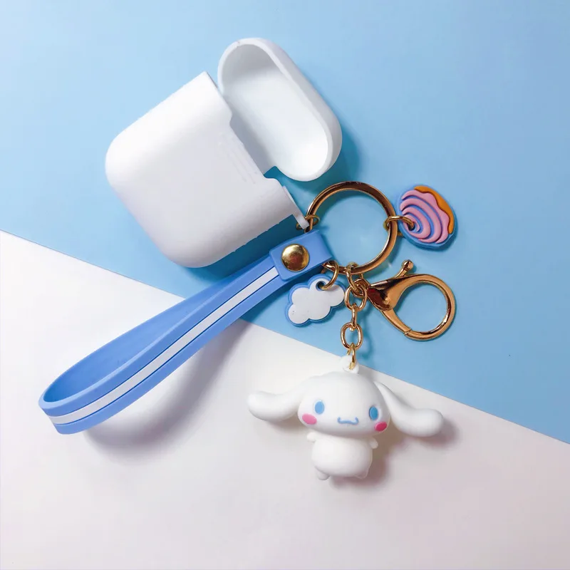 Мультяшный брелок Hello Kitty для Apple AirPods 1 чехол милый KT кот Кролик Лягушка куклы Брелоки Кольцо силиконовый чехол для зарядки AirPods - Цвет: NO.6