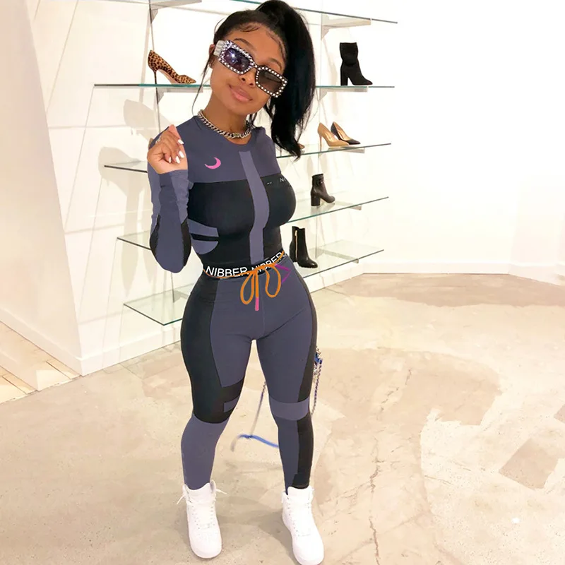 

Sportswear Women Set 2 Pieces Autumn 2020 New Tracksuit Woman Clothes Crop Top and Jogger Pants Slim Fit Workout Sets Sport Wear