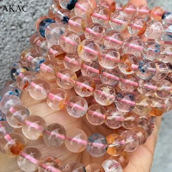 

Natural 8-10mm good price rarely transparent colorful snow phantom bracelet loose beads