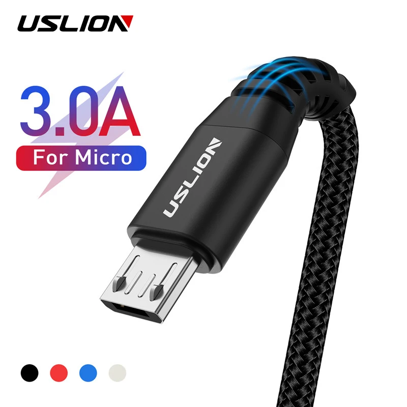 USLION Micro USB кабель 1 м 2 м 3A Быстрая зарядка зарядное устройство для Smaung Galaxy A5 J7 A5 Android Мобильный кабель передачи данных телефона для Xiaomi провода