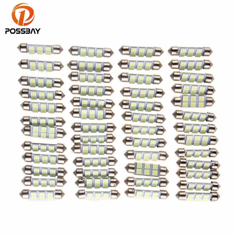 Автомобильный интерьер POSSBAY 50 шт./лот 5050 41 мм 6 SMD 12 В белый цвет светодиодная