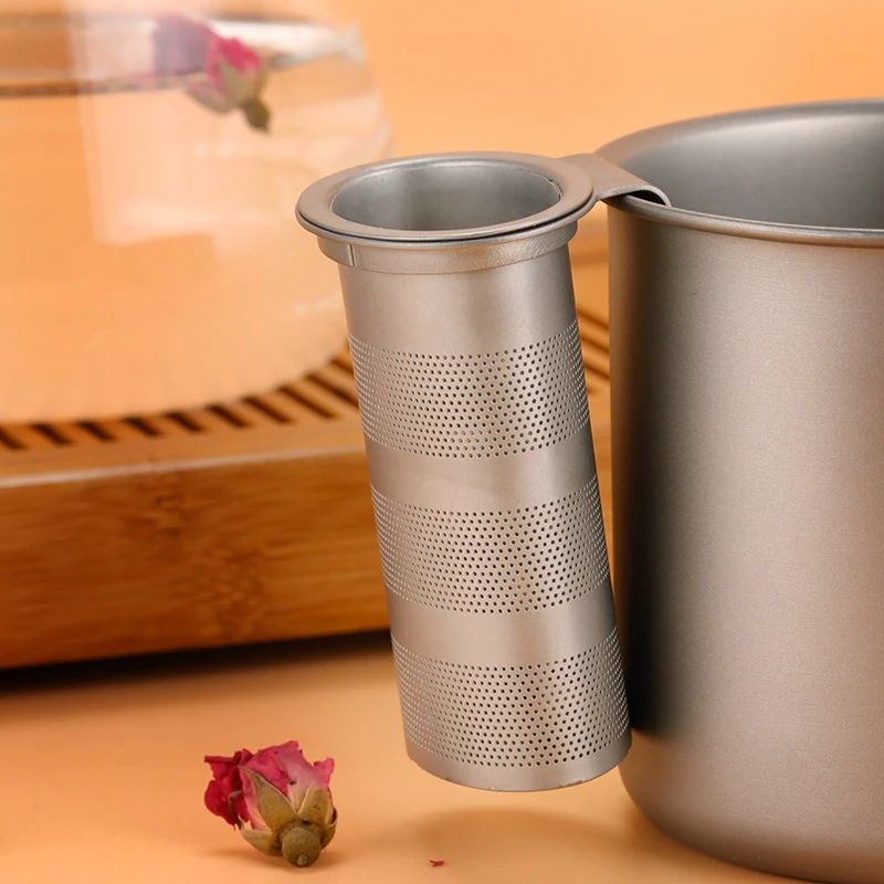 Tiartisan матовый серый титановый Чай Infuser ситечко для чая со съемной ручкой подходит для большинства чайных чашек и подставка для чайного сервиза