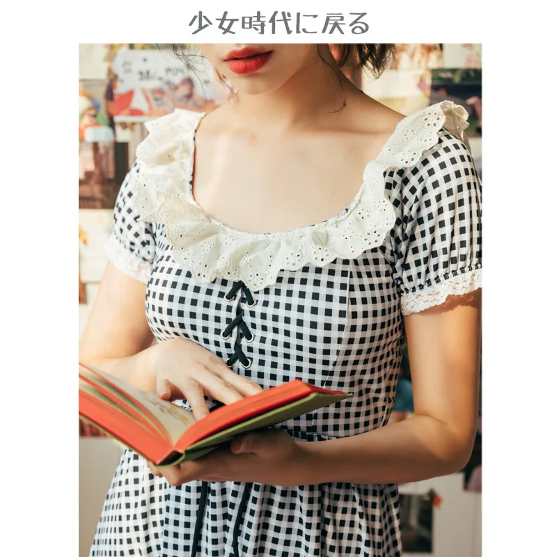 

Women's Swimwear Closed Girls Rash Guard Swimsuit Suit For Swimming Swimsuits Rush Pure Girl Long Sleeve Skirt Park Plaid