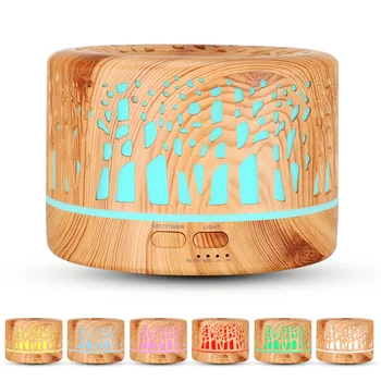 

700ml Wood Grain Aroma Diffuser Ultrasonic Humidifier Wood Grain Hollow out Woods Humidity Aromatherapy Machine Ar