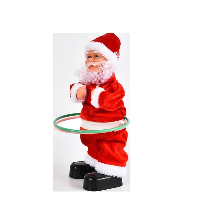 Christmas Dolls 2022 New Christmas Electric Santa Claus Turning Hula Hoop Xmas Gift for Kids 2