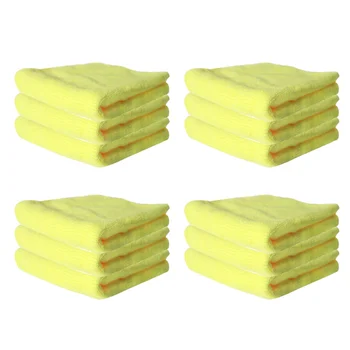 

12pcs Strong Decontamination Dish Towel Microfiber Cleaning Non-stick Household Cleaning Towel for Kitchen(Yellow)