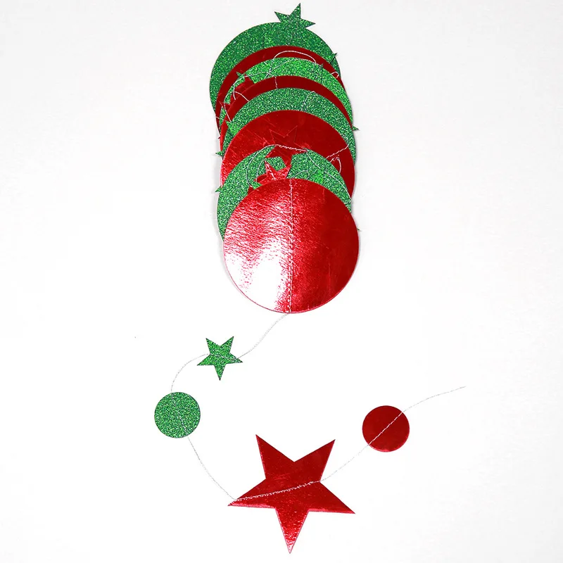 4M красный зеленый блестящий бумажный баннер Рождественская звезда круглая блестящая гирлянда подвески для рождественской вечеринки декоративные материалы на день рождения, свадьбу 7