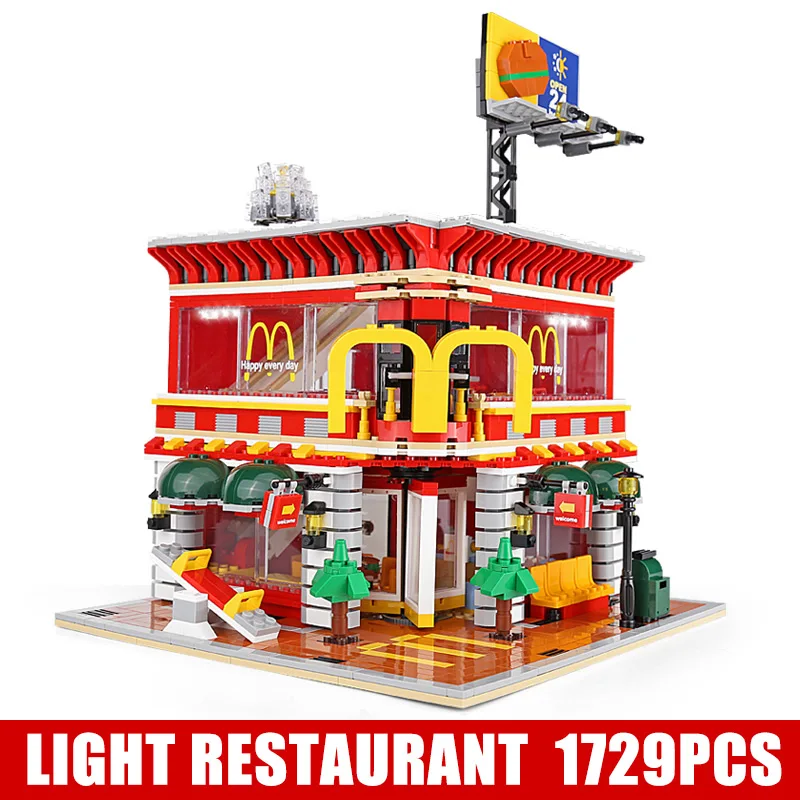 1729Pcs Yeshin SD6901 уличные строительные игрушки серии MOC 4 в 1 McDonaldss ресторанный дом набор детские конструкторы рождественские игрушки, подарки строительные блоки кирпичи - Цвет: 1729Pcs