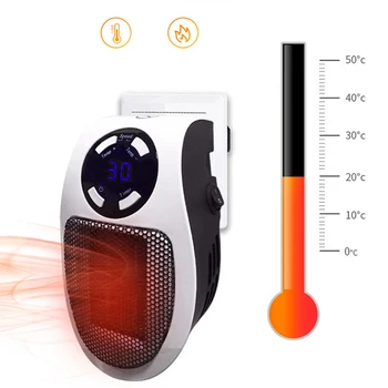 

1PC Mini Heater Fan Liquid Crystal Display Heater Winter Warm Air Blower Remote Temperature Controlled Heater With EU Plug