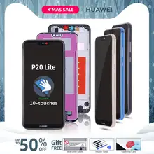 Дисплей для HUAWEI P20 Lite lx1 lx1 Nova 3e LCD в сборе с тачскрином на рамке 5.84'' черный порошок синий золото